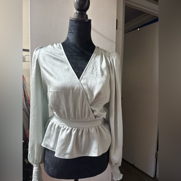 Express Tops - Express Wrap Blouse - Soft Gray